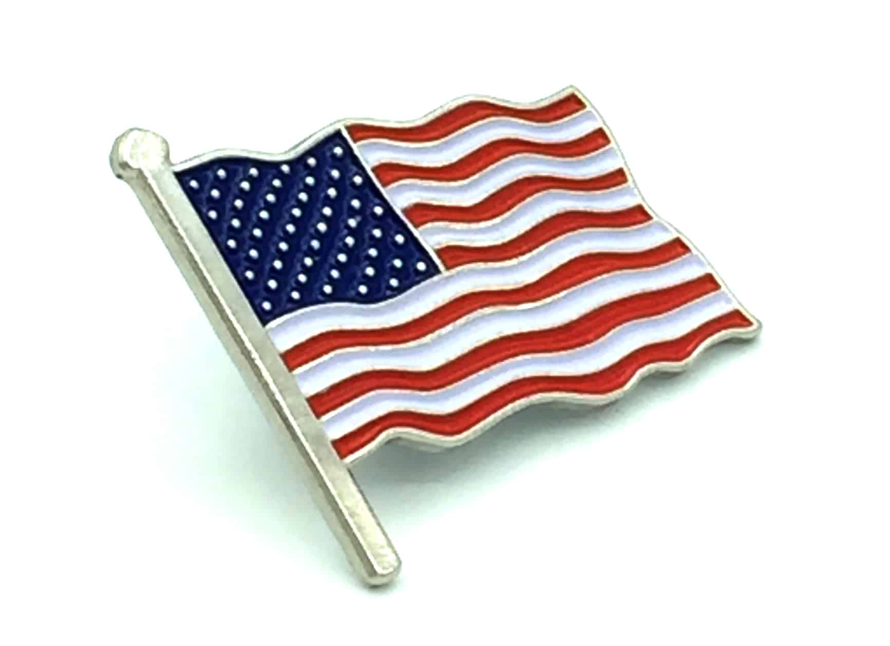 3 American Flag Lapel Pins Silver Patriotic USA 