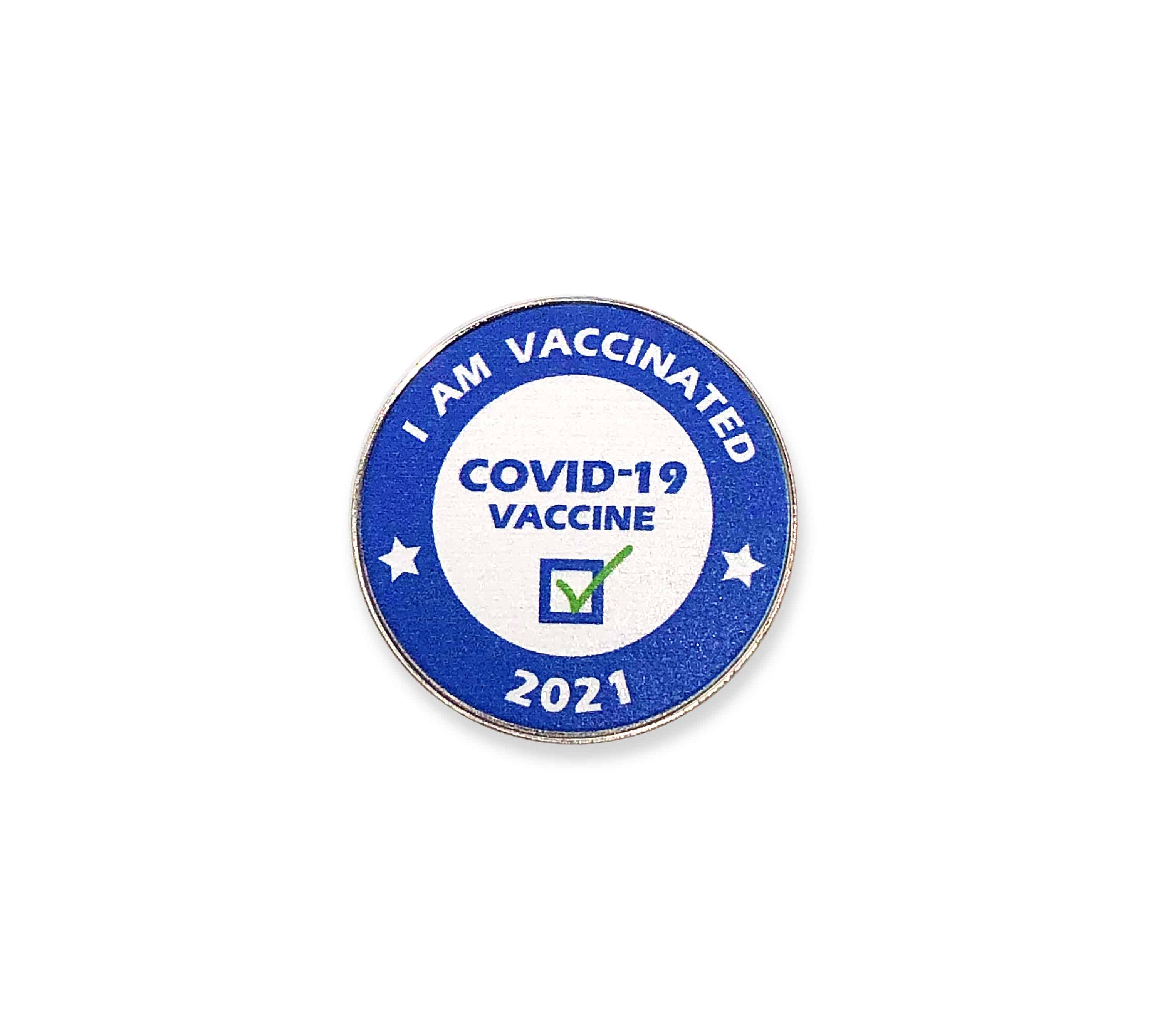 acrylic waterproof weatherproof political pin Just Vaccinated Pin